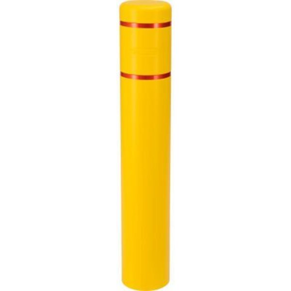 Gec Global Industrial Reflective Bollard Sleeve, 8in Dia. x 52inH, Yellow With Red Tape 670525YR
